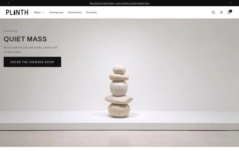Strata, Plinth preset: the demo store’s home page on desktop