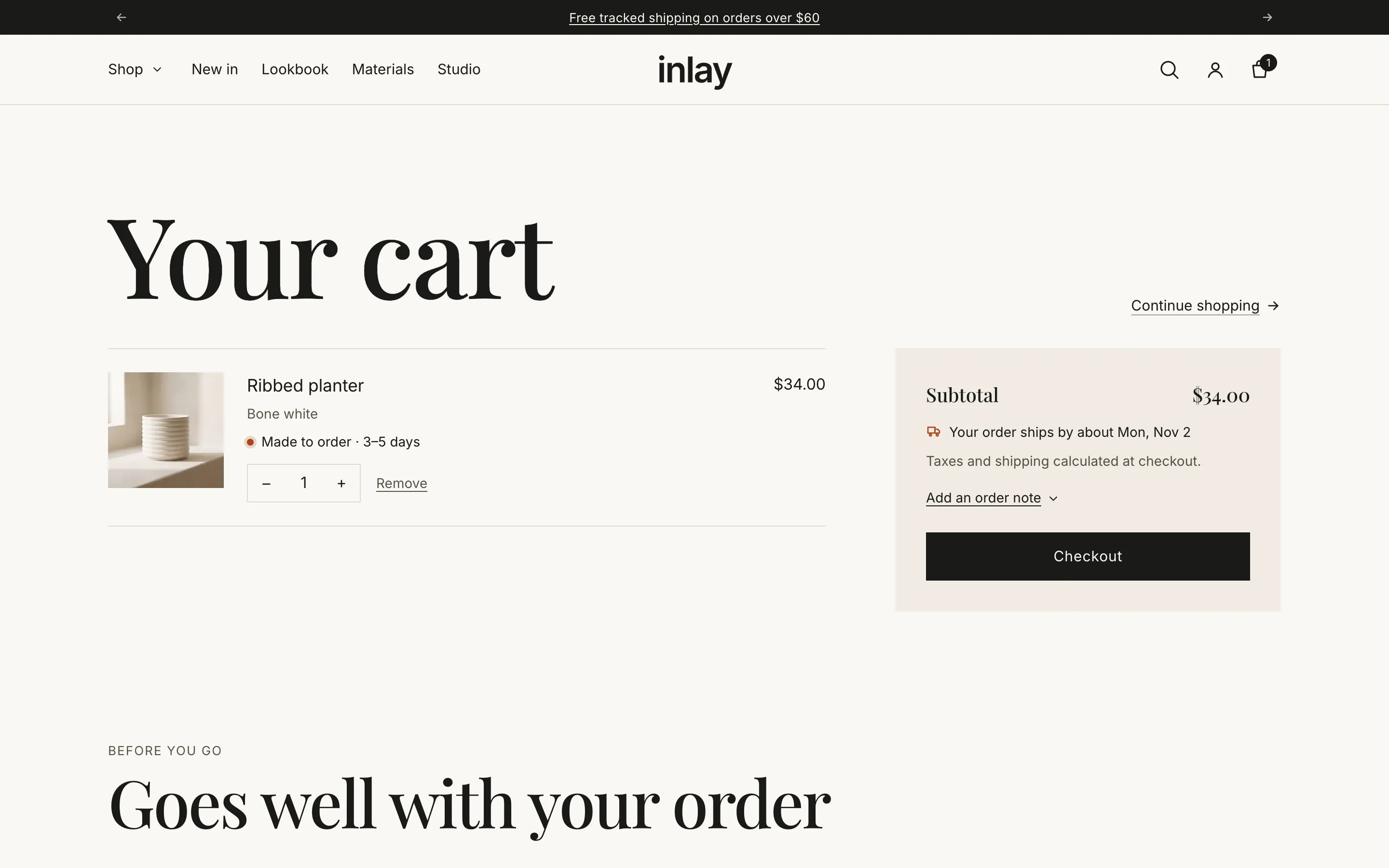 Cart page