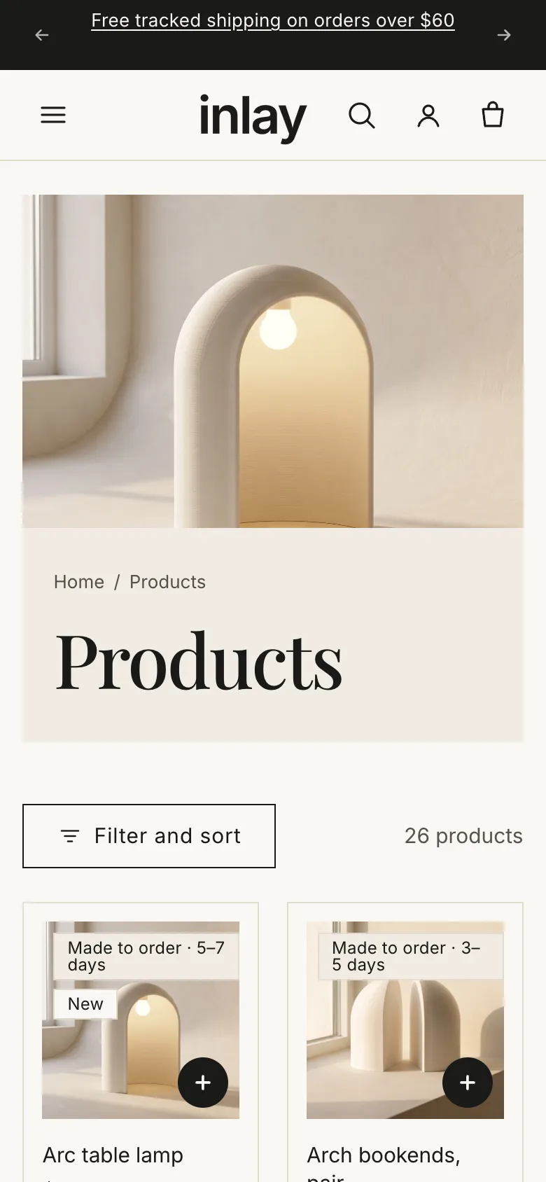 Collection page on a phone