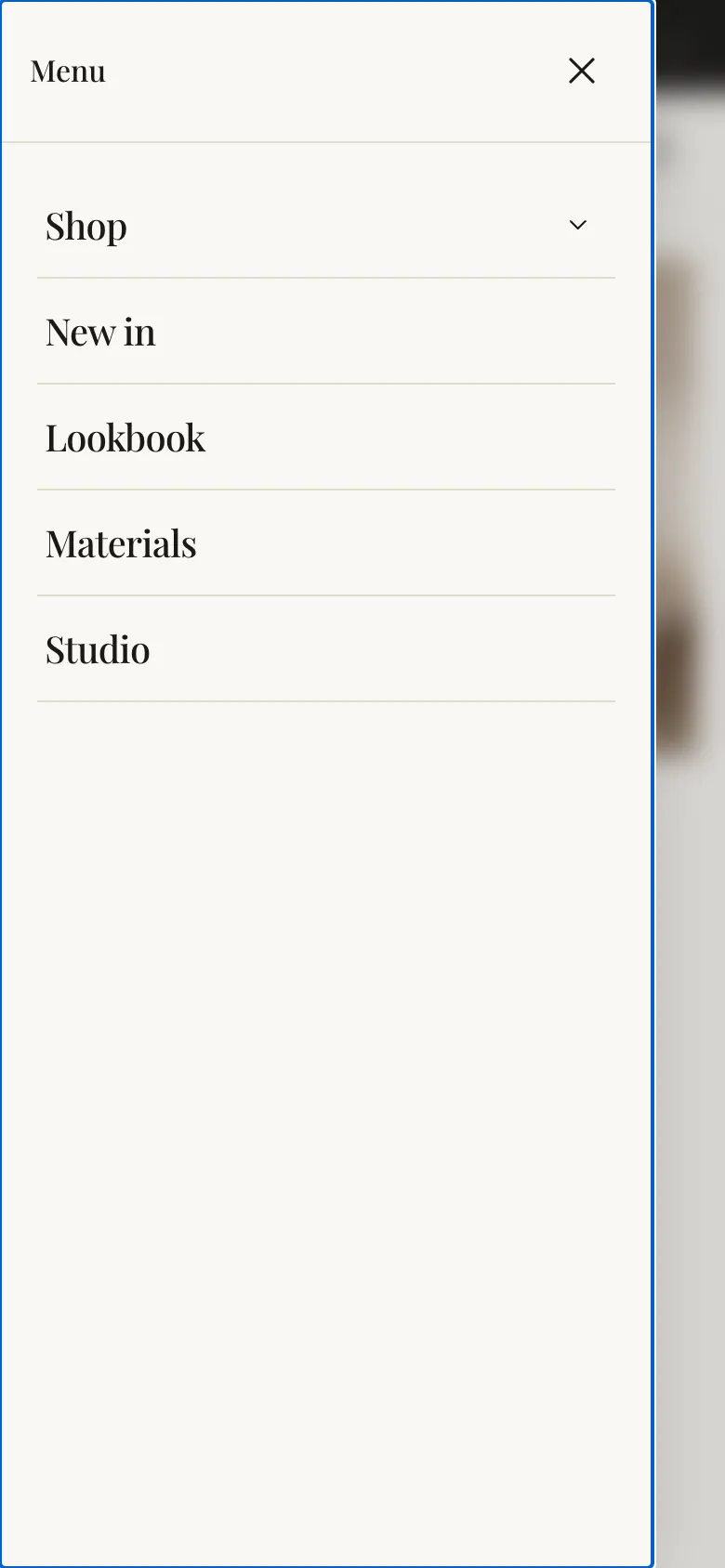 The menu drawer on a phone
