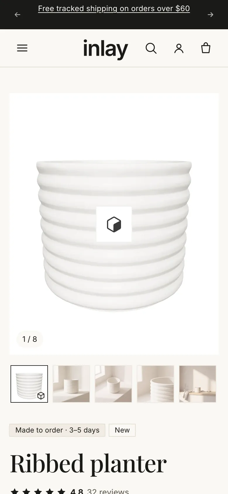 The product page on a phone