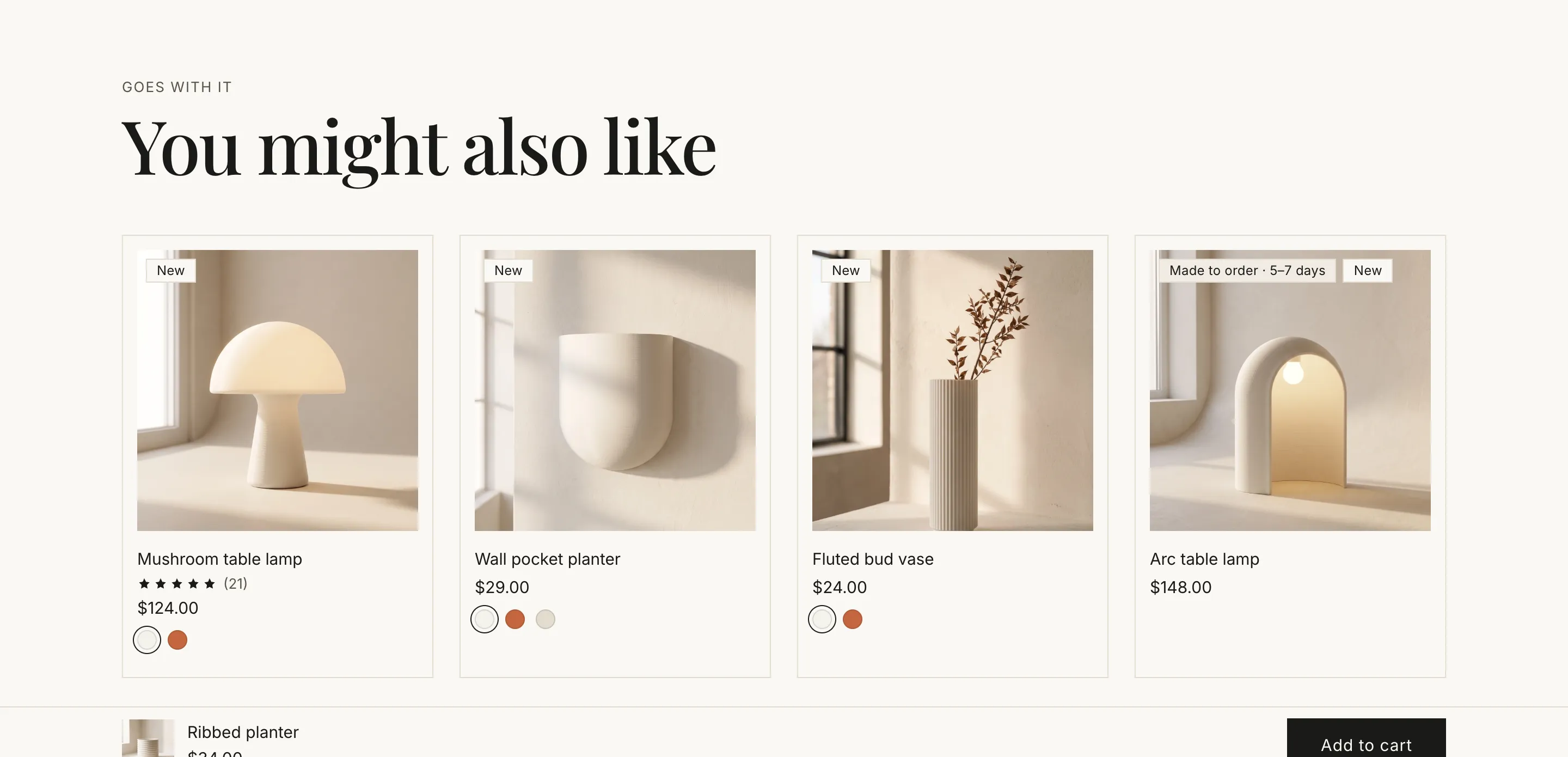 Product recommendations on the product page