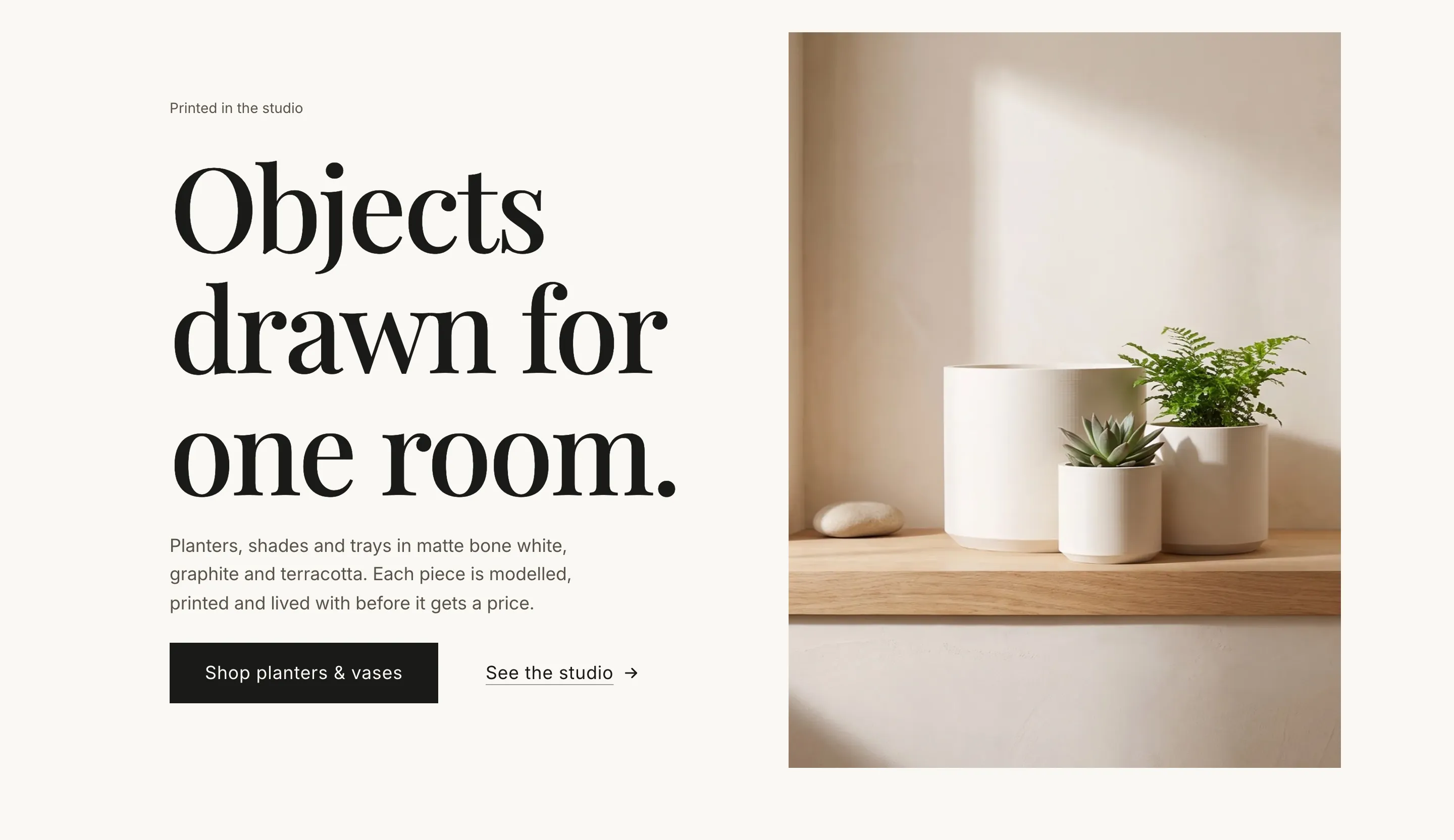 Hero — split layout, image on the right