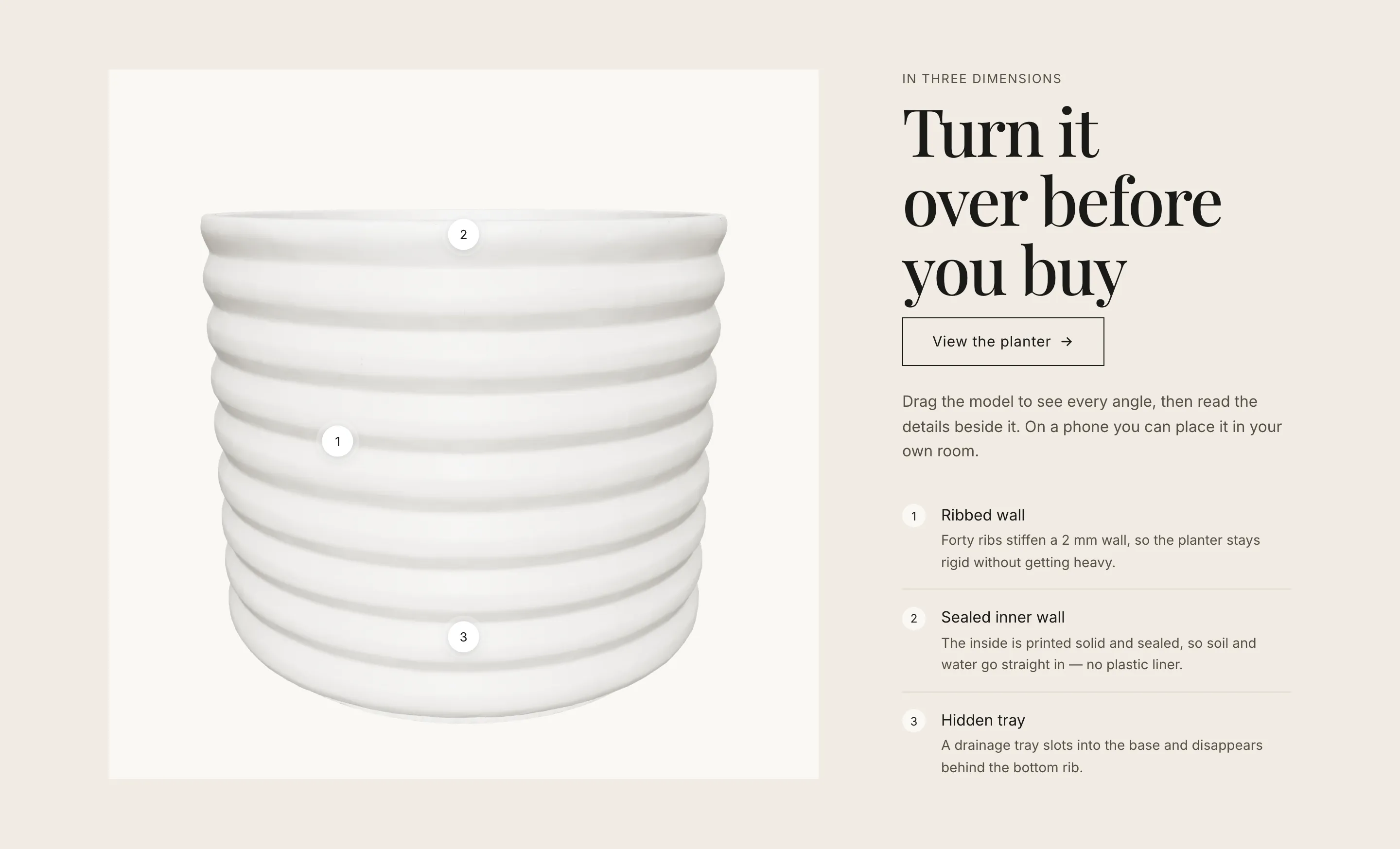 3D spotlight on the home page